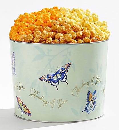 Butterfly Wishes 2 Gallon 3 Flavor Popcorn Tin